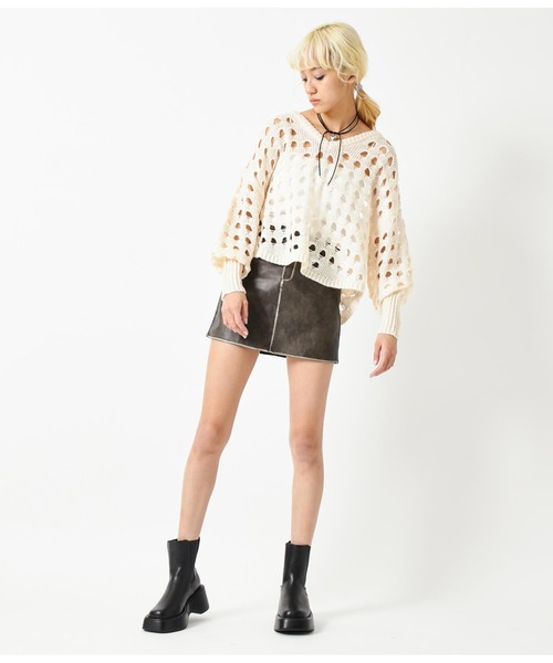 ANAP(アナップ)の「ヴィンテージ風 フェイクレザー ミニスカート(スカート・レディース・ブラック/ブラウン・FREE)」の10枚目の写真