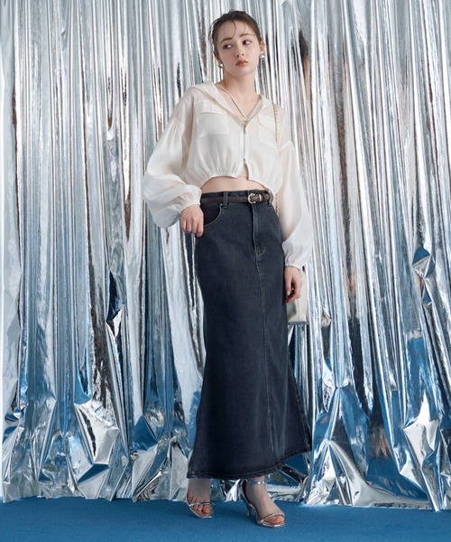 archives（アルシーヴ）の「デニムマーメイドスカート（スカート・レディース・グレー/サックスブルー/ブラック・MEDIUM/SMALL）」の11枚目の写真