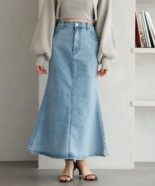 archives（アルシーヴ）の「デニムマーメイドスカート（スカート・レディース・グレー/サックスブルー/ブラック・MEDIUM/SMALL）」の15枚目の写真