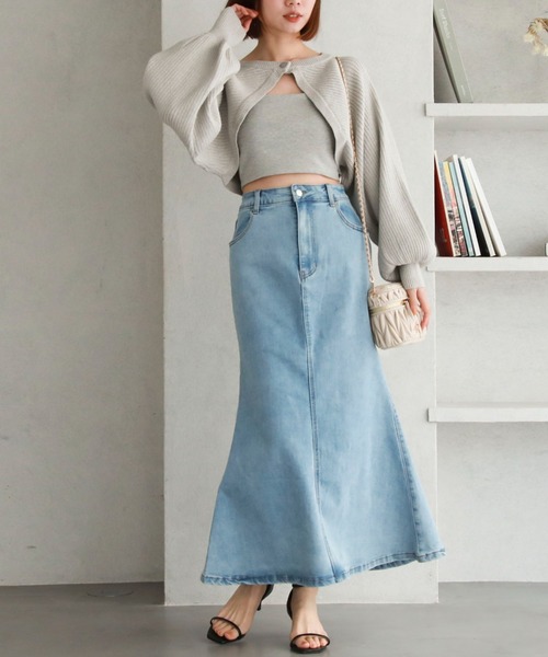 archives（アルシーヴ）の「デニムマーメイドスカート（スカート・レディース・グレー/サックスブルー/ブラック・MEDIUM/SMALL）」の19枚目の写真