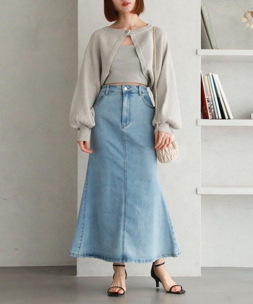 archives（アルシーヴ）の「デニムマーメイドスカート（スカート・レディース・グレー/サックスブルー/ブラック・MEDIUM/SMALL）」の18枚目の写真