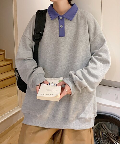 VENCEEXCHANGE(ヴァンスエクスチェンジ)の「切り替えポロスウェット(スウェット・メンズ・ベージュ/グリーン/グレー/ブラック・L/M)」の1枚目の写真