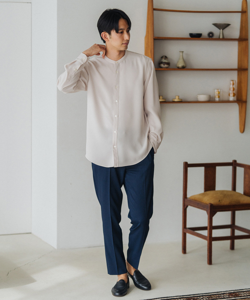 EDIFICE(エディフィス)の「ウォッシャブル バンドカラーシャツ(シャツ/ブラウス・メンズ・ホワイト/ベージュ/ライトグリーン/ネイビー・SMALL/MEDIUM/LARGE/X-LARGE)」の7枚目の写真