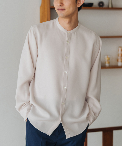 EDIFICE(エディフィス)の「ウォッシャブル バンドカラーシャツ(シャツ/ブラウス・メンズ・ホワイト/ベージュ/ライトグリーン/ネイビー・SMALL/MEDIUM/LARGE/X-LARGE)」の6枚目の写真