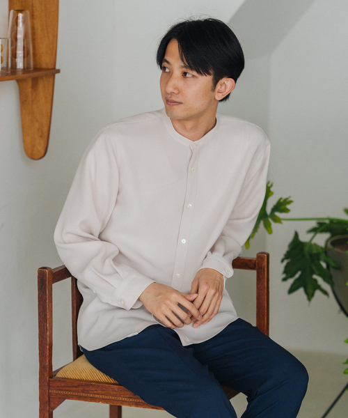 EDIFICE(エディフィス)の「ウォッシャブル バンドカラーシャツ(シャツ/ブラウス・メンズ・ホワイト/ベージュ/ライトグリーン/ネイビー・SMALL/MEDIUM/LARGE/X-LARGE)」の13枚目の写真