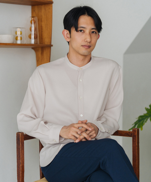 EDIFICE(エディフィス)の「ウォッシャブル バンドカラーシャツ(シャツ/ブラウス・メンズ・ホワイト/ベージュ/ライトグリーン/ネイビー・SMALL/MEDIUM/LARGE/X-LARGE)」の14枚目の写真