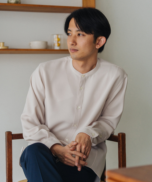 EDIFICE(エディフィス)の「ウォッシャブル バンドカラーシャツ(シャツ/ブラウス・メンズ・ホワイト/ベージュ/ライトグリーン/ネイビー・SMALL/MEDIUM/LARGE/X-LARGE)」の18枚目の写真