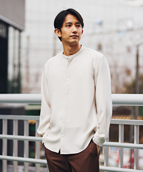 EDIFICE(エディフィス)の「ウォッシャブル バンドカラーシャツ(シャツ/ブラウス・メンズ・ホワイト/ベージュ/ライトグリーン/ネイビー・SMALL/MEDIUM/LARGE/X-LARGE)」の19枚目の写真