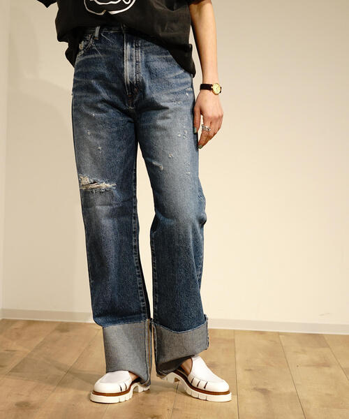 NEEDBY heritage(ニードバイヘリテージ)の「NEEDBY heritage(ニードバイヘリテージ)NO.7/ハイライズストレートROLLUP/N1V2V01(デニムパンツ・レディース・ブルー・24/25/26/27/28)」の4枚目の写真