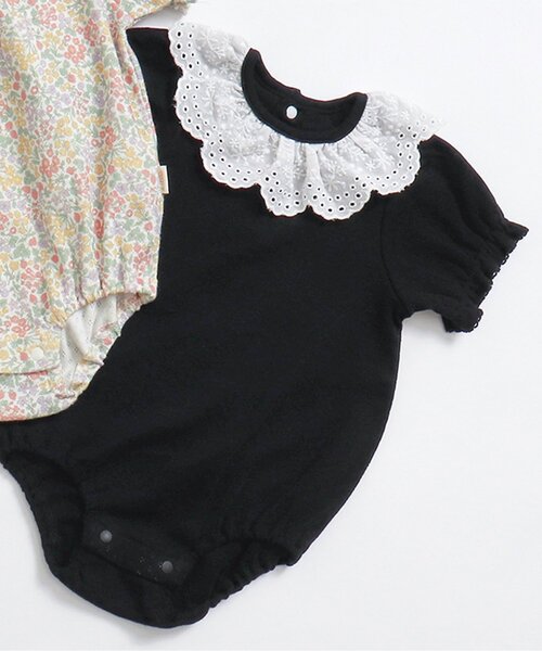 apres les cours（アプレレクール）の「衿フリルボディースーツ（ロンパース・キッズ・ブラック/その他3/アイボリー・80/70）」の3枚目の写真