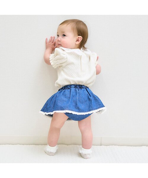 apres les cours（アプレレクール）の「衿フリルボディースーツ（ロンパース・キッズ・ブラック/その他3/アイボリー・80/70）」の10枚目の写真