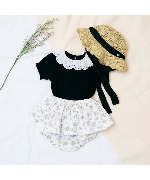 apres les cours（アプレレクール）の「衿フリルボディースーツ（ロンパース・キッズ・ブラック/その他3/アイボリー・80/70）」の14枚目の写真