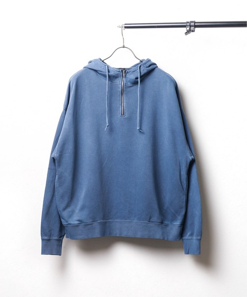 【セール】《ピグメント加工 裏毛スウェットハーフジップパーカー（パーカー）｜B.I.D.（ビーアイディー）