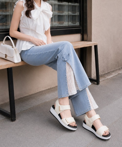 coca(ANDEX shoes product)(コカ)の「厚底 ベルクロストラップ スポーツサンダル(サンダル・レディース・ブラック/ホワイト・SMALL/LARGE/MEDIUM)」の10枚目の写真