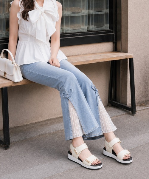 coca(ANDEX shoes product)(コカ)の「厚底 ベルクロストラップ スポーツサンダル(サンダル・レディース・ブラック/ホワイト・SMALL/LARGE/MEDIUM)」の9枚目の写真