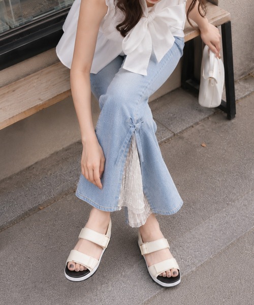 coca(ANDEX shoes product)(コカ)の「厚底 ベルクロストラップ スポーツサンダル(サンダル・レディース・ブラック/ホワイト・SMALL/LARGE/MEDIUM)」の11枚目の写真