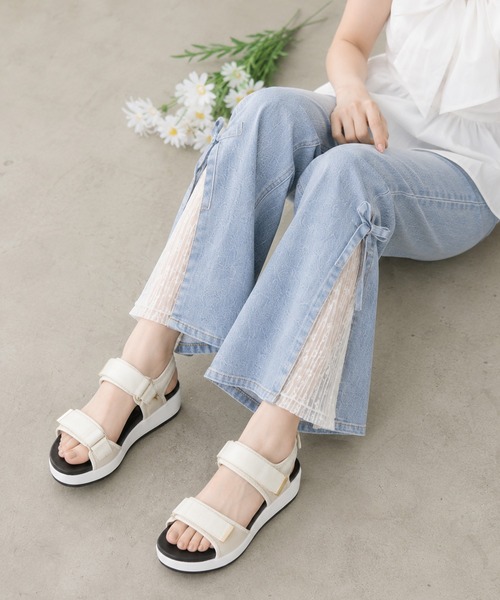 coca(ANDEX shoes product)(コカ)の「厚底 ベルクロストラップ スポーツサンダル(サンダル・レディース・ブラック/ホワイト・SMALL/LARGE/MEDIUM)」の13枚目の写真
