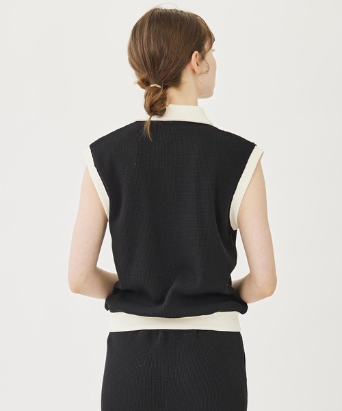 MILKFED.（ミルクフェド）の「WAFFLE SLEEVELESS TOP（ポロシャツ・レディース・オフホワイト/ブラック/ネイビー・ONE SIZE）」の11枚目の写真