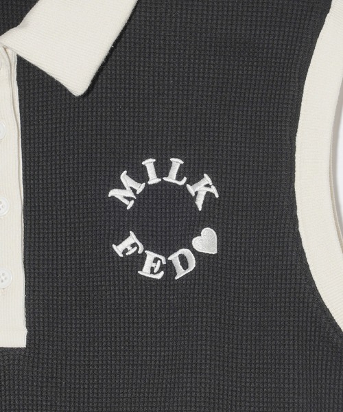 MILKFED.（ミルクフェド）の「WAFFLE SLEEVELESS TOP（ポロシャツ・レディース・オフホワイト/ブラック/ネイビー・ONE SIZE）」の7枚目の写真