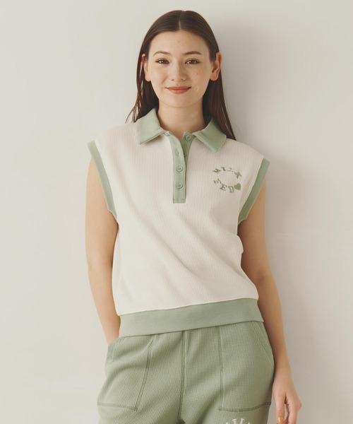 MILKFED.（ミルクフェド）の「WAFFLE SLEEVELESS TOP（ポロシャツ・レディース・オフホワイト/ブラック/ネイビー・ONE SIZE）」の19枚目の写真