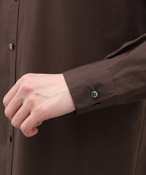 EDIFICE LA BOUCLE(エディフィスラブークル)の「【LA BOUCLE / ラブ―クル】120/2SUVIN タイプライター バンドカラーシャツ(シャツ/ブラウス・メンズ・ホワイト/ライトグレー/ブラウン・MEDIUM/LARGE)」の11枚目の写真