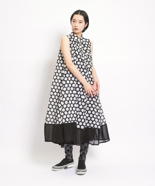 gomme（ゴム）の「ドットシフォン　ウェイブシャツワンピース（シャツワンピース・レディース・ブラック×ホワイト・MEDIUM）」の20枚目の写真