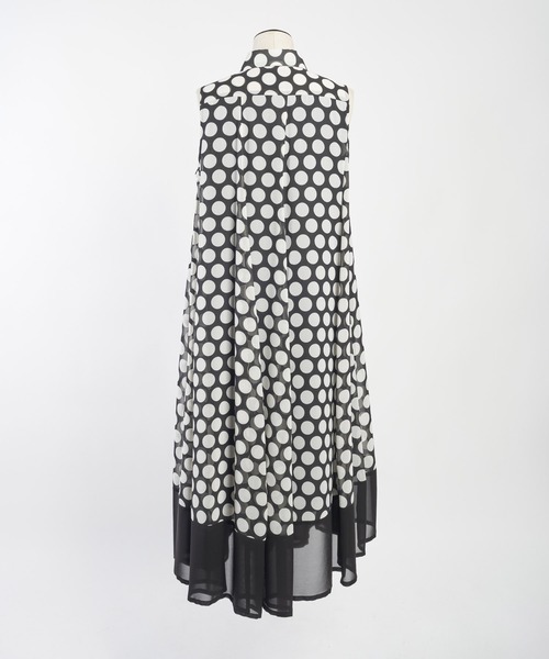 gomme（ゴム）の「ドットシフォン　ウェイブシャツワンピース（シャツワンピース・レディース・ブラック×ホワイト・MEDIUM）」の12枚目の写真