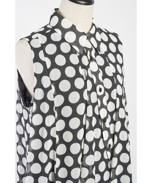 gomme（ゴム）の「ドットシフォン　ウェイブシャツワンピース（シャツワンピース・レディース・ブラック×ホワイト・MEDIUM）」の6枚目の写真
