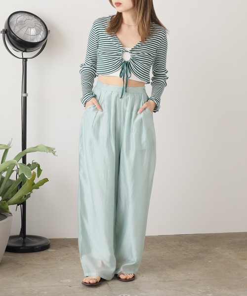 AO2（アオズ）の「Sheer Curved Pants / シアーカーブパンツ（スラックス・レディース・ブラック/ホワイト/グリーン・M/L）」の19枚目の写真