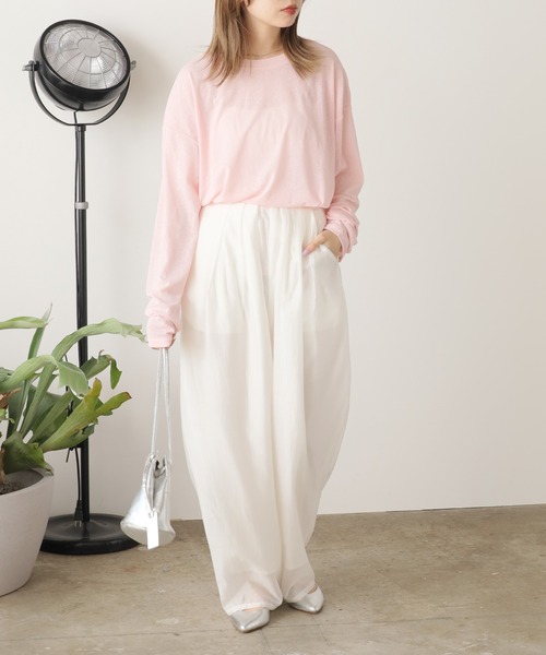 AO2（アオズ）の「Sheer Curved Pants / シアーカーブパンツ（スラックス・レディース・ブラック/ホワイト/グリーン・M/L）」の13枚目の写真