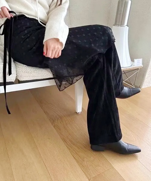 SEN TOKYO(セントーキョー)の「いつものコーデに一癖。レースレイヤード巻きスカート(スカート・レディース・ブラック/ホワイト・FREE)」の9枚目の写真