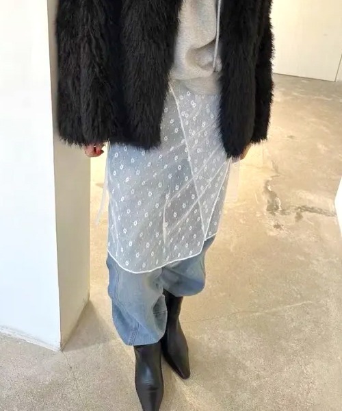 SEN TOKYO(セントーキョー)の「いつものコーデに一癖。レースレイヤード巻きスカート(スカート・レディース・ブラック/ホワイト・FREE)」の8枚目の写真