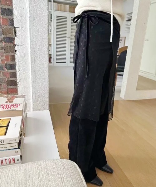SEN TOKYO(セントーキョー)の「いつものコーデに一癖。レースレイヤード巻きスカート(スカート・レディース・ブラック/ホワイト・FREE)」の10枚目の写真