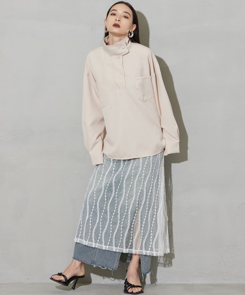 stina 巻きスカート　ホワイト stina / black ribbon wrap skirt / off white
