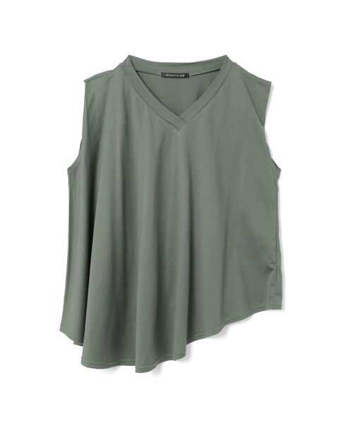 mizuiroind（ミズイロインド）の「mizuiro ind Vネック アシンメトリー ノースリーブ プルオーバー（Tシャツ/カットソー・レディース・ライトブルー/ブラック/オフホワイト/ブルー/グレー・FREE）」の3枚目の写真