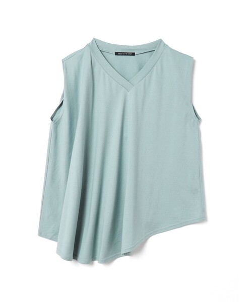 mizuiroind（ミズイロインド）の「mizuiro ind Vネック アシンメトリー ノースリーブ プルオーバー（Tシャツ/カットソー・レディース・ライトブルー/ブラック/オフホワイト/ブルー/グレー・FREE）」の4枚目の写真