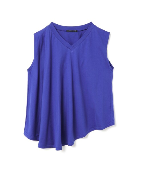 mizuiroind（ミズイロインド）の「mizuiro ind Vネック アシンメトリー ノースリーブ プルオーバー（Tシャツ/カットソー・レディース・ライトブルー/ブラック/オフホワイト/ブルー/グレー・FREE）」の6枚目の写真