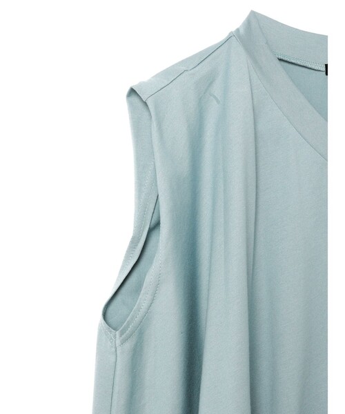 mizuiroind（ミズイロインド）の「mizuiro ind Vネック アシンメトリー ノースリーブ プルオーバー（Tシャツ/カットソー・レディース・ライトブルー/ブラック/オフホワイト/ブルー/グレー・FREE）」の20枚目の写真