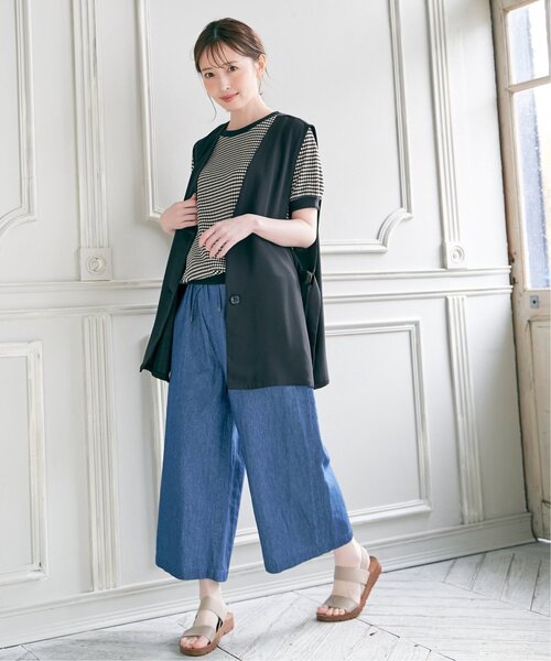 ikka（イッカ）の「麻混ベルト付きワイドパンツ（その他パンツ・レディース・ブルー/カーキオリーブ/ネイビー/ベージュ・M/L/S）」の19枚目の写真