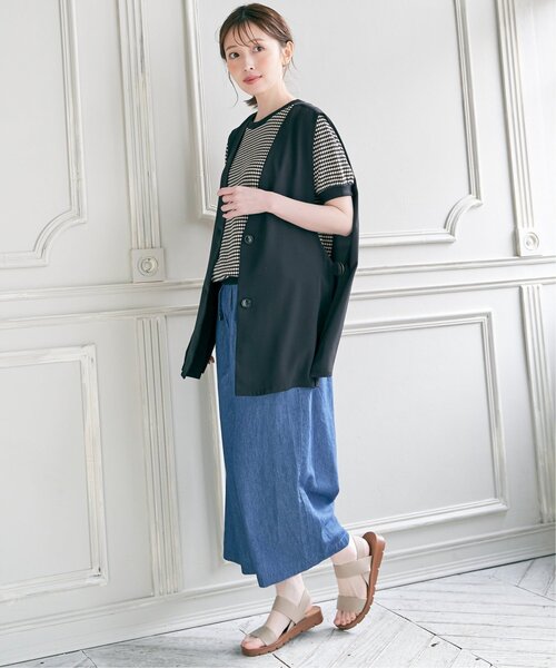 ikka（イッカ）の「麻混ベルト付きワイドパンツ（その他パンツ・レディース・ブルー/カーキオリーブ/ネイビー/ベージュ・M/L/S）」の22枚目の写真