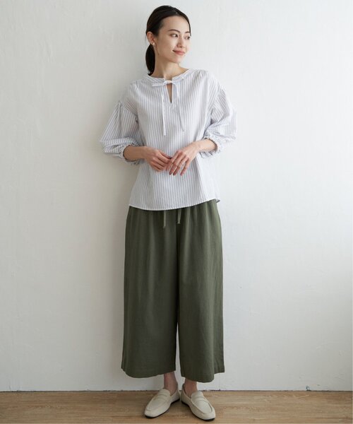 ikka（イッカ）の「麻混ベルト付きワイドパンツ（その他パンツ・レディース・ブルー/カーキオリーブ/ネイビー/ベージュ・M/L/S）」の13枚目の写真
