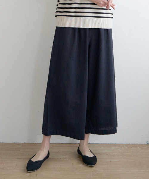 ikka（イッカ）の「麻混ベルト付きワイドパンツ（その他パンツ・レディース・ブルー/カーキオリーブ/ネイビー/ベージュ・M/L/S）」の4枚目の写真