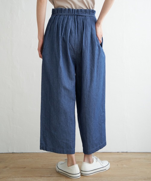 ikka（イッカ）の「麻混ベルト付きワイドパンツ（その他パンツ・レディース・ブルー/カーキオリーブ/ネイビー/ベージュ・M/L/S）」の6枚目の写真