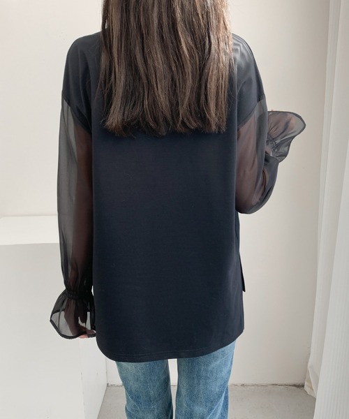 ECLIN(エクラン)の「シアーキャンディスリーブカットソー(Tシャツ/カットソー・レディース・ホワイト/ブラック/ベージュ・L/M)」の19枚目の写真