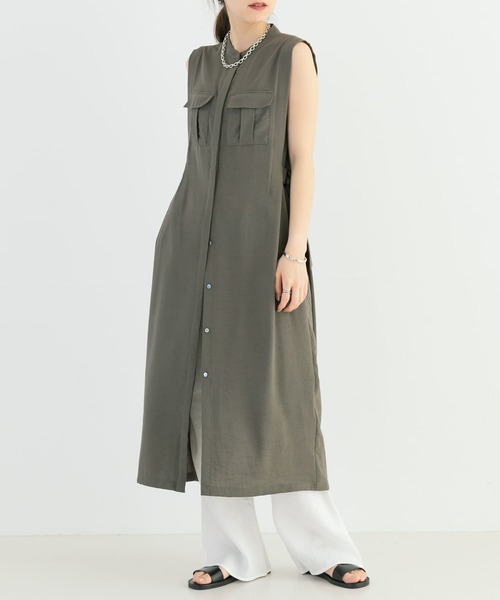 URBAN RESEARCH（アーバンリサーチ）の「サイドベルトジレワンピース（ワンピース・レディース・ブラック/カーキ・FREE）」の2枚目の写真