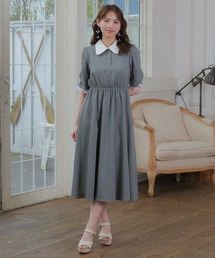 ASTORIA ODIER | 襟レース麻調ワンピース(ワンピース)