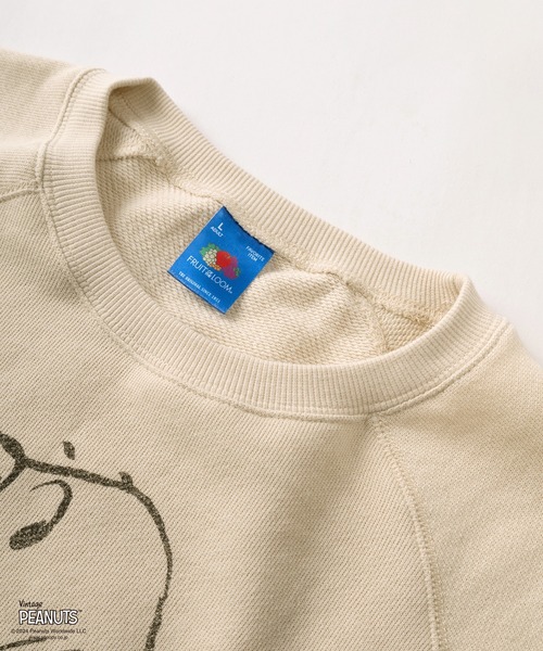 PEANUTS（ピーナッツ）の「【Fruit of the Loom/フルーツオブザルーム】PEANUTSコラボ キャラクター ヴィンテージイラストデザイン 半袖クルーネックスウェット/ビッグシルエット/オーバーサイズ（Tシャツ/カットソー・レディース・イエロー/ライム/アイボリー/サックスブルー/ライトピンク・S/M/L）」の11枚目の写真