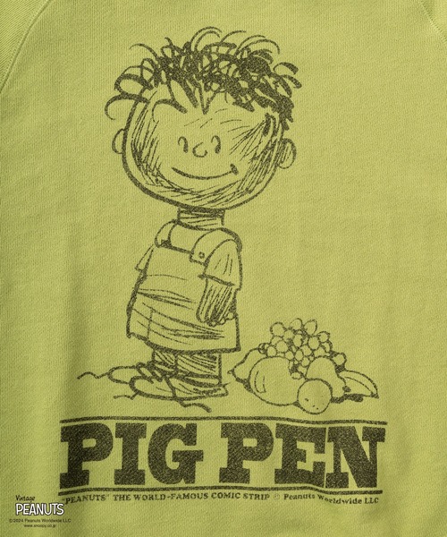 PEANUTS（ピーナッツ）の「【Fruit of the Loom/フルーツオブザルーム】PEANUTSコラボ キャラクター ヴィンテージイラストデザイン 半袖クルーネックスウェット/ビッグシルエット/オーバーサイズ（Tシャツ/カットソー・レディース・イエロー/ライム/アイボリー/サックスブルー/ライトピンク・S/M/L）」の8枚目の写真
