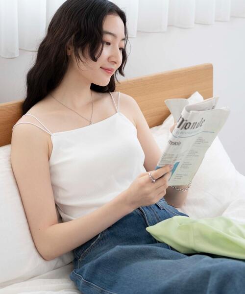 WEGO（ウィゴー）の「WEGO/nachumoreカップイン2ストラップキャミ（キャミソール・レディース・ホワイト/ブラック・MEDIUM/SMALL）」の19枚目の写真