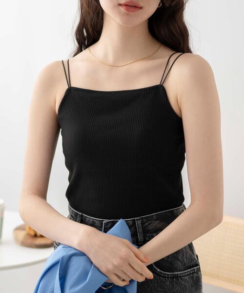 WEGO（ウィゴー）の「WEGO/nachumoreカップイン2ストラップキャミ（キャミソール・レディース・ホワイト/ブラック・MEDIUM/SMALL）」の9枚目の写真